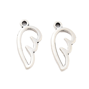 Rack Plating Alloy Pendant, Electroplate Nickel Cadmium Free & Lead Free, Wing, Antique Silver, 16x8x1mm, Hole: 1mm