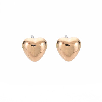 Heart Stud Earrings for Women, Cadmium Free & Lead Free, Gold, 7x7mm, Pin: 0.6mm