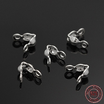925 Sterling Silver Bead Tips, Silver, 6.5x3mm, Hole: 1mm, Inner Diameter: 2mm, Center hole about 0.9mm