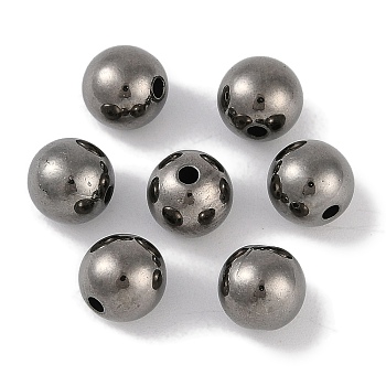 CCB Plastic Round Beads, Gunmetal, 7.5x7mm, Hole: 1.8mm