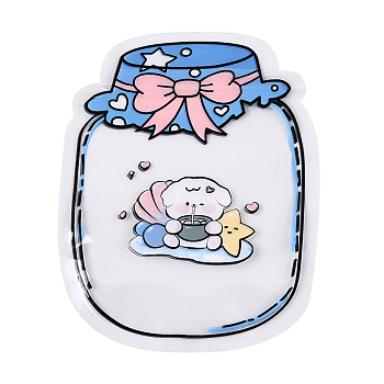 Cartoon Dog Bottle Shaped Transparent Plastic Packaging Resealable Bags, Top Self Seal Pouches, Cornflower Blue, 17x13x0.15cm, Unilateral Thickness: 2.9 Mil(0.075mm)