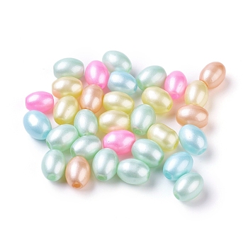 Oval Spray Painted Transparent Glass Beads, Mixed Color, 11x8x8mm, Hole: 2mm