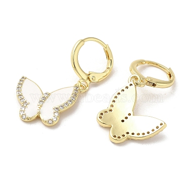 Boucles d'oreilles dormeuses papillon en laiton plaqué or véritable 18k(EJEW-L268-035G-01)-2