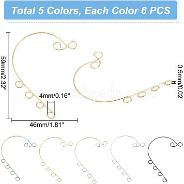 unicraftale 30pcs 5 couleurs 316 résultats de manchette d'oreille en acier inoxydable(STAS-UN0039-44)-3