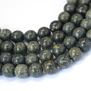 6mm Round Green Lace Stone Beads