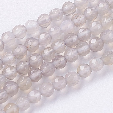 naturelles agate grise brins de perles(X-G-G580-4mm-08)-1