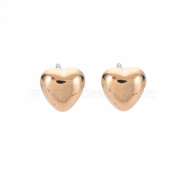 Gold Heart Plastic Stud Earrings