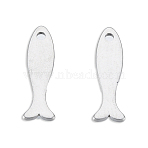 Non-Tarnish 201 Stainless Steel Charms, Sardine Fish, Stainless Steel Color, 15x4.5x1mm, Hole: 1.2mm(STAS-N098-127P)
