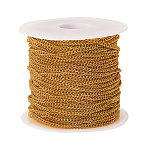 Brass Curb Chains, Twisted Chains, Unwelded, with Spool, Oval, Lead Free & Nickel Free & Cadmium Free, Golden, Link: 2x1.5x1mm, 10m/roll(CHC-CJ0001-06-NR)