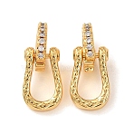 Brass Micro Pave Clear Cubic Zirconia Fold Over Clasps, Cadmium Free & Lead Free, Rack Plating, Long-Lasting Plated, U-Shaped, Real 18K Gold Plated, 16x7.5x6mm, Hole: 3x5mm(KK-D259-11G)