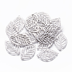 Tarnish Resistant 304 Stainless Steel Pendants, Leaf, Stainless Steel Color, 24x14x0.5mm, Hole: 0.8mm(STAS-L234-056P)