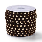 Faux Suede Cord, with Golden Tone Alloy Rivet, For Punk Rock Jewelry Making, Coconut Brown, 5x2.5mm, about 5.46 yards(5m)/roll(LW-Q016-5mm-1092)