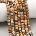 Natural Crazy Agate Beads Strands, Faceted Table Cut Cube, 5.5~6x5.5~6x5~5.5mm, Hole: 1mm, about 73pcs/strand, 14.96''(38cm)(G-F797-A22-01)