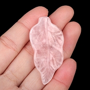 Natural Rose Quartz Carved Healing Leaf Stone, Reiki Energy Stone Display Decorations, for Home Feng Shui Ornament, 47x20~25x6mm(PW-WG31545-01)