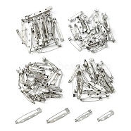 100Pcs 4 Size Iron Brooch Findings, Back Bar Pins, Platinum, 20~38x5~6mm, Hole: 2mm, Pin: 1mm, 25Pcs/size(IFIN-YW0001-63)
