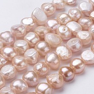 Natural Cultured Freshwater Pearl Beads Strands, Nuggets, Saddle Brown, 12~13x10~11x6~9mm, Hole: 0.5mm, about 34pcs/strand, 14 inch(PEAR-P002-37)