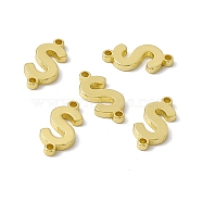Rack Plating Brass Connector Charms, Real 18K Gold Plated, Long-Lasting Plated, Cadmium Free & Nickel Free & Lead Free, Letter Links, Letter.S, 14x6.5x1.5mm, Hole: 1mm(KK-C007-38G-S)