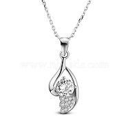 TINYSAND 925 Sterling Silver Tear of Joy Cubic Zirconia Pendant Necklace, with Cable Chain, Clear, 16 inch(TS-N399-S-16)