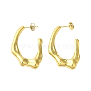 Ion Plating(IP) 304 Stainless Steel Stud Earrings, Real 18K Gold Plated, C-Shaped, 40x26.5x5.5mm(EJEW-H009-01G-03)