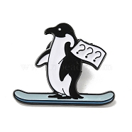 Animal Enamel Pins, Black Alloy Brooch for Backpack Clothes, Penguin, 24.5x30x1.5mm(JEWB-H020-04EB-03)