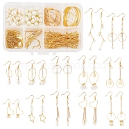 SUNNYCLUE DIY Imitation Pearl Dangle Earring Making Kits, Glass Pearl Beads Strands and Tibetan Style Alloy Charms, Brass Earring Hooks & Jump Rings & Pins & Links, Mixed Color, 10mm, Hole: 1mm(DIY-SC0016-51)