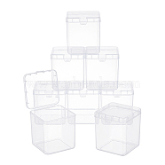 Polypropylene(PP) Storage Containers Box Case, with Flip Cover, Sqaure, White, 6.5x6.7x7.3cm, Inner Size: 6.3x6.3cm(CON-WH0074-57)