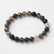 Natural Indian Agate Round Bead Stretch Bracelets, 55mm, Bead: 7~8mm (BJEW-L594-A06)