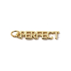 Brass Pendants, Word PERFECT, Long-Lasting Plated, Lead Free & Cadmium Free, Rack Plating, with Jump Ring, Real 18K Gold Plated, 22x4.5x1.5mm, Hole: 3mm(KK-I364-11G-01)
