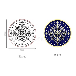 Self Adhesive Gold Foil Embossed Stickers, Medal Decoration Sticker, Flat Round, Flower Pattern, 5x5cm(DIY-WH0219-010)