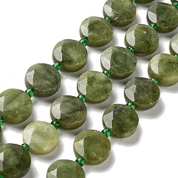 Natural Chinese Green Jade Beads Strands, with Seed Beads, Faceted Hexagonal Cut, Flat Round, 12~12.5x5~6mm, Hole: 1.2~1.4mm, about 27~29pcs/strand, 15.55~15.75 inck(39.5~40cm)(G-NH0004-041)