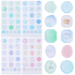 4 Sheets 4 Colors Epoxy Resin Adhesive Stickers, Imitation Wax Seal Stickers, For Envelope Seal, Butterfly & Floral & Heart, Mixed Color, 220x118x1.3mm, Sticker: 17.5~30x17.5~29mm, 1 sheet/color(STIC-CP0001-13)