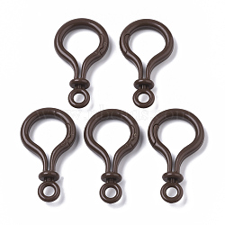 Opaque Solid Color Bulb Shaped Plastic Push Gate Snap Keychain Clasp Findings, Coconut Brown, 57.5x32x12mm, Hole: 6mm(KY-T021-01B)