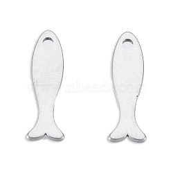 201 Stainless Steel Charms, Fish, Stainless Steel Color, 15x4.5x1mm, Hole: 1.2mm(STAS-N098-127P)