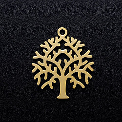 201 Stainless Steel Filigree Pendants, Tree of Life, Golden, 20x17x1mm, Hole: 1.5mm(STAS-T049-T650-2)