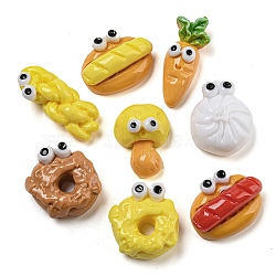 Donut Bread Carrot Opaque Resin Decoden Cabochons, Funny Eye Food, Mixed Shapes, Mixed Color, 18~30x12~24x9.5~12mm(RESI-P037-02)