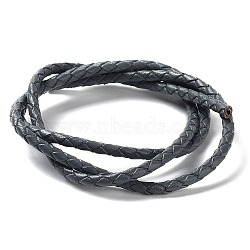 Braided Leather Cord, Gray, 3mm, 50yards/bundle(VL3mm-8)