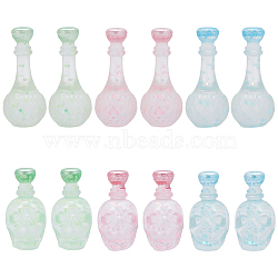 Olycraft 48Pcs 6 Styles Dummy Bottle Transparent Resin Cabochon, with Sequins, Mixed Color, 27~34.5x14.5~18.5mm, 8pcs/style(RESI-OC0001-49)