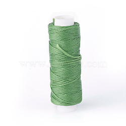 Waxed Polyester Cord, Micro Macrame Cord, for Leather Project, Bracelet Making, Shoe Reparing, Bookbinding, Flat, Sea Green, 0.8mm, about 32.8 yards(30m)/roll(X-YC-L004-19)