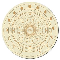 Carved Wooden Board, Flat Round, Sun Pattern, 200x5mm(AJEW-WH0251-78E)