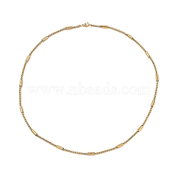 Vacuum Plating 304 Stainless Steel Column Beaded Link Chain Necklace, Box Chains Necklace, Golden, 23.86 inch(60.6cm)(NJEW-K254-04G)