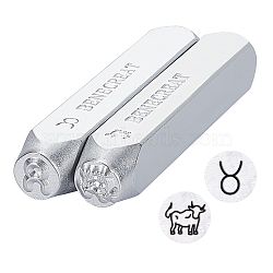 Iron Seal Stamps, Stamping Tools, for Leather Craft, Taurus, 65.5x10mm, 2 patterns, 1pc/pattern, 2pcs(AJEW-BC0001-04E)
