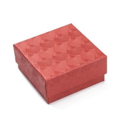 Cardboard Gift Box Jewelry Set Box, for Necklace, Bracelets, with Black Sponge Inside, Square, Red, 7.5x7.5x3.6cm, Inner Diameter: 7x7cm(CBOX-F006-04)