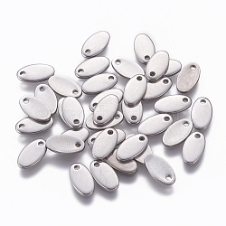 304 Stainless Steel Charms, Stamping Blank Tag, Oval, Stainless Steel Color, 9x5x1mm, Hole: 1.2mm(STAS-L234-065A)