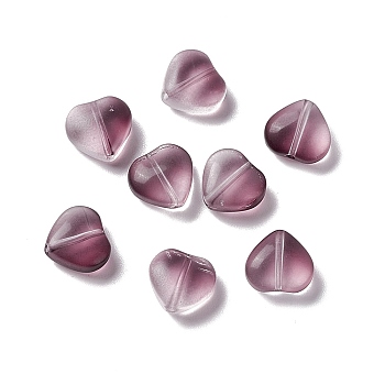 Electroplate Frosted Glass Bead, Heart, Rosy Brown, 10x10x5mm, Hole: 1mm