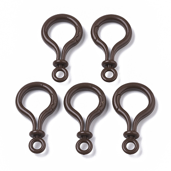 Opaque Solid Color Bulb Shaped Plastic Push Gate Snap Keychain Clasp Findings, Coconut Brown, 57.5x32x12mm, Hole: 6mm