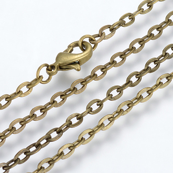 Iron Cable Chains Necklace Making, with Lobster Clasps, Unwelded, Antique Bronze, 27.5 inch(70cm)