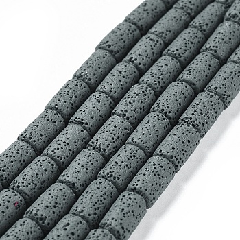 Natural Lava Rock Beads Strands, Dyed, Column, Slate Gray, 14~15x8mm