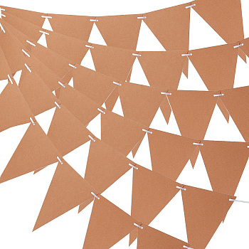 Kraft Paper Pennant Flags Banners, for Party Birthday, Festival Celebration, Triangle, Sandy Brown, 180x130x0.2mm, Hole: 5mm