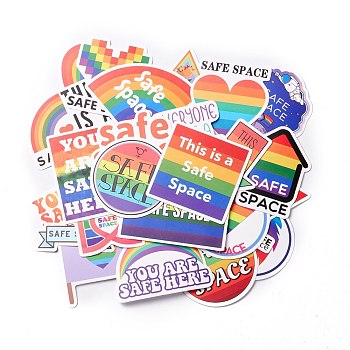 Safe Space Theme Waterproof Self Adhesive Paper Stickers, for Suitcase, Skateboard, Refrigerator, Helmet, Mobile Phone Shell, Colorful, Sign Pattern, 34~75x45~75x0.2mm, about 50pcs/bag