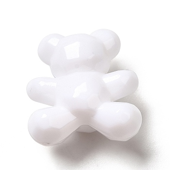 Opaque Acrylic Beads, Bear, White, 17.5x16x11mm, Hole: 2.5mm